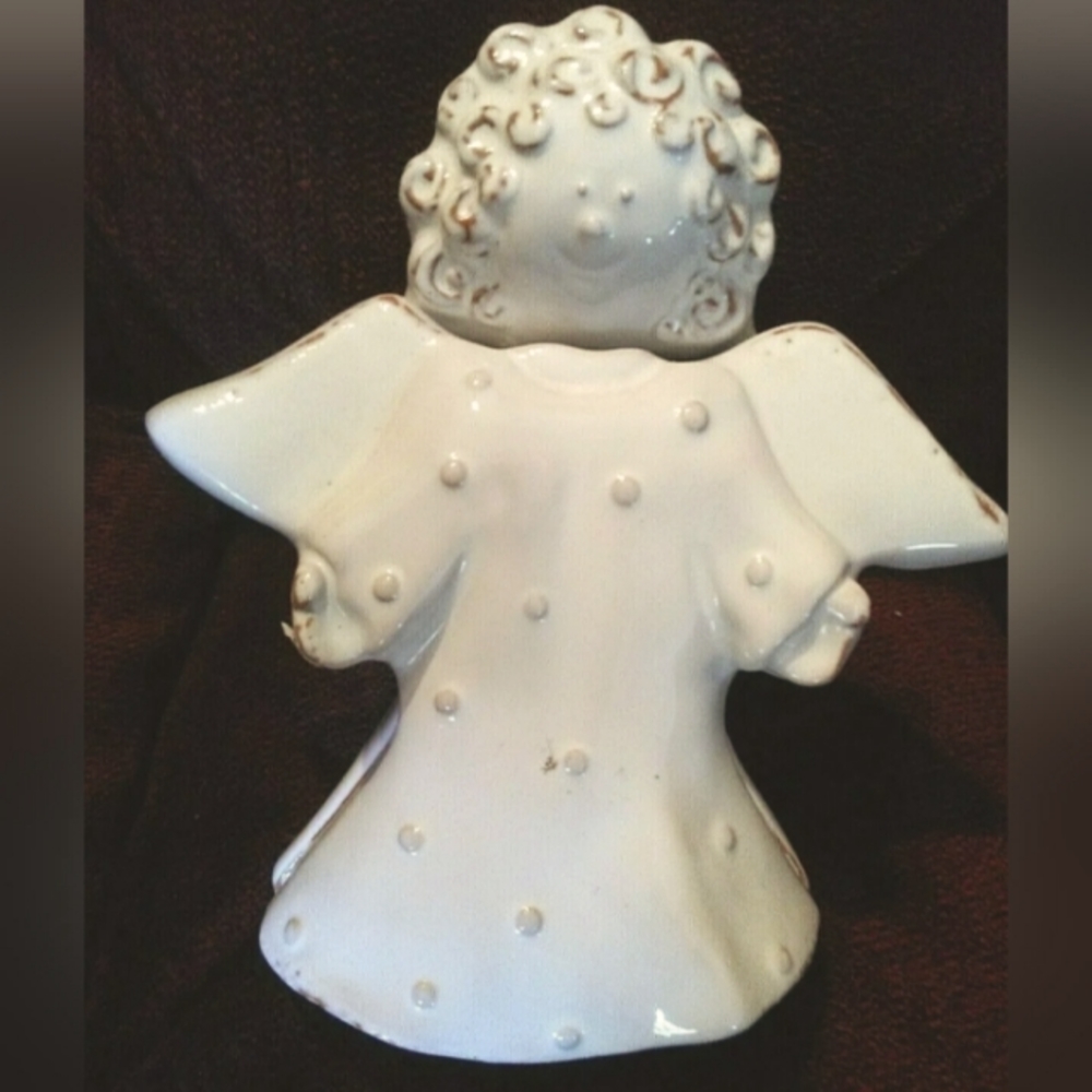 Ceramiche Virginia Italian Art Pottery, Cherub, Angel, Trinket/Candy Dish w/Lid